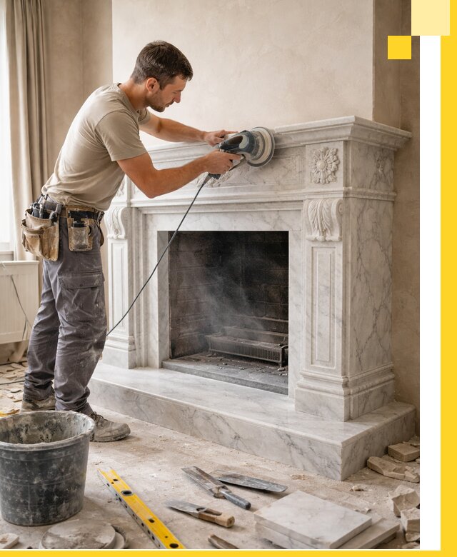 Изготовление и установка мраморных каминов в Шелехове под ключ