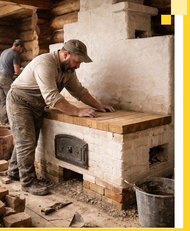 Проектирование и установка русской печи с лежанкой в Шелехове