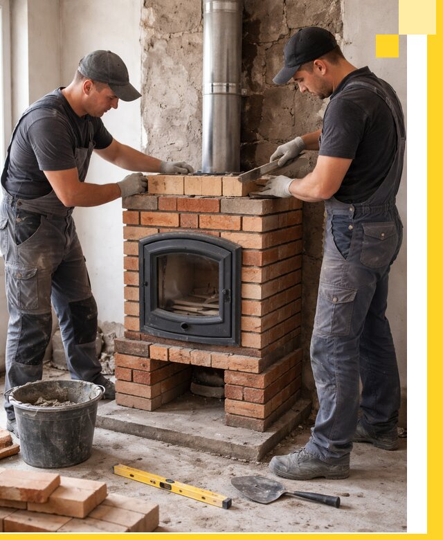 Монтаж печи камина под ключ в Шелехове с гарантией и пусконаладкой