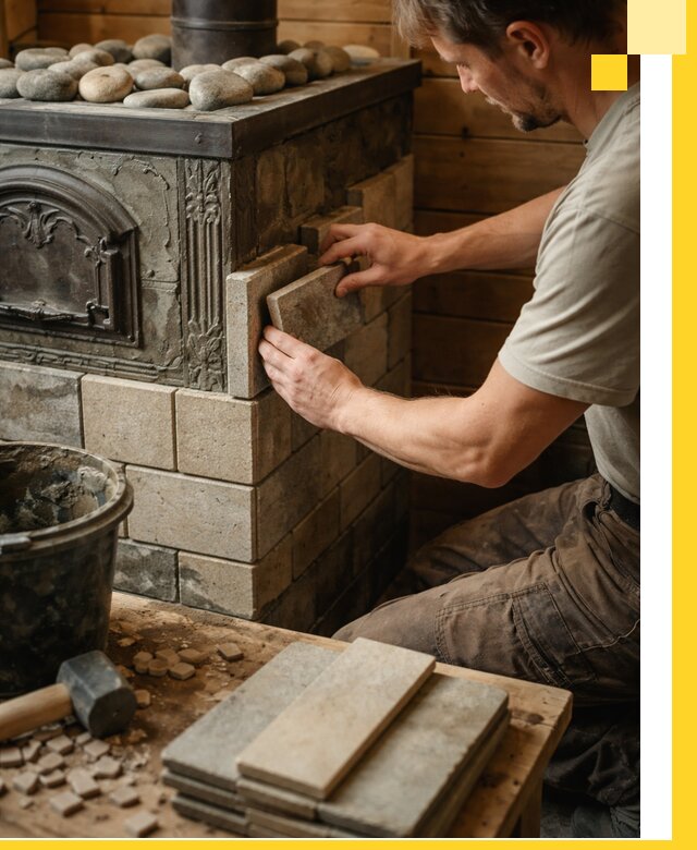 Облицовка банных печей в Шелехове профессиональная отделка