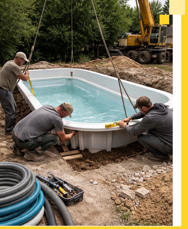 Установка и монтаж композитных бассейнов под ключ в Шелехове