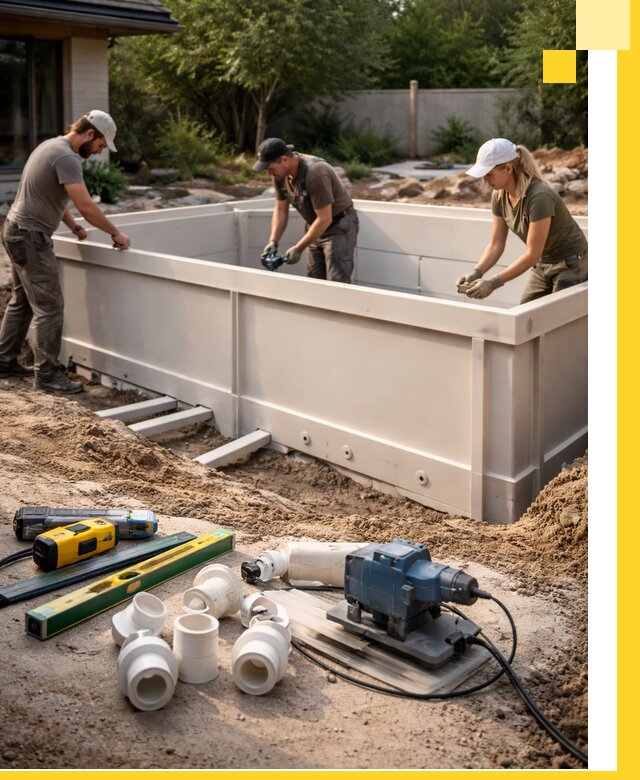 Установка полипропиленовых бассейнов под ключ в Шелехове