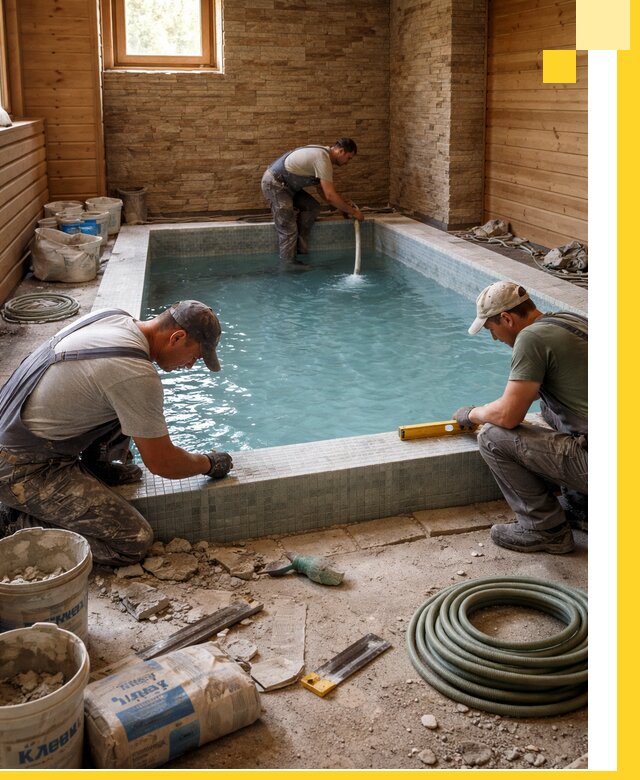 Проектирование и строительство бассейнов для бани в Шелехове