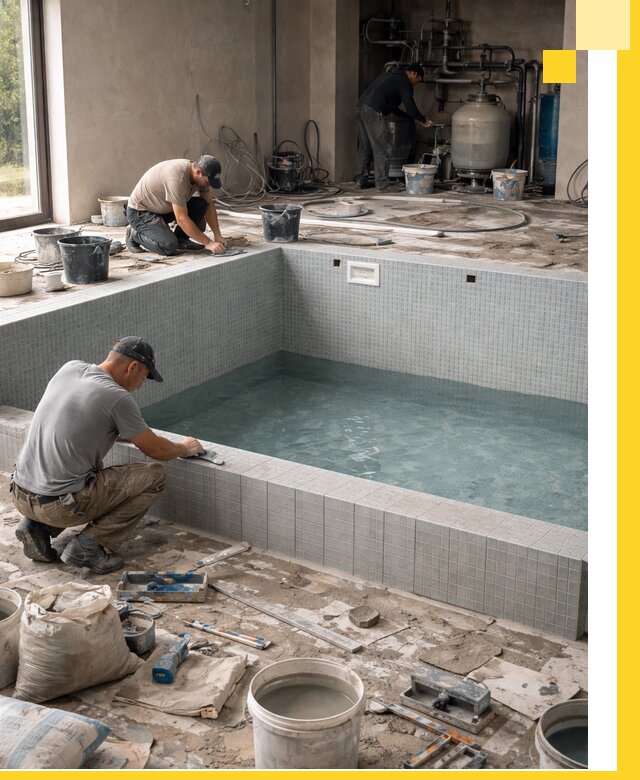 Строительство и монтаж бассейнов в помещении в Шелехове