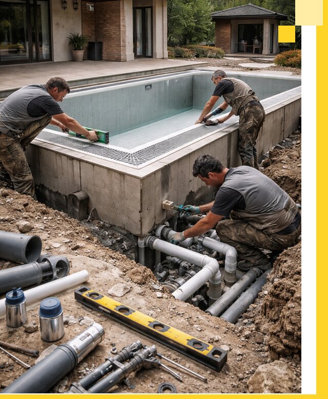 Строительство переливных бассейнов в Шелехове под ключ