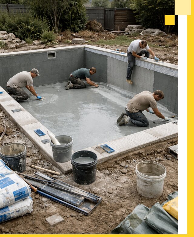 Изготовление и монтаж чаши бассейна под ключ в Шелехове