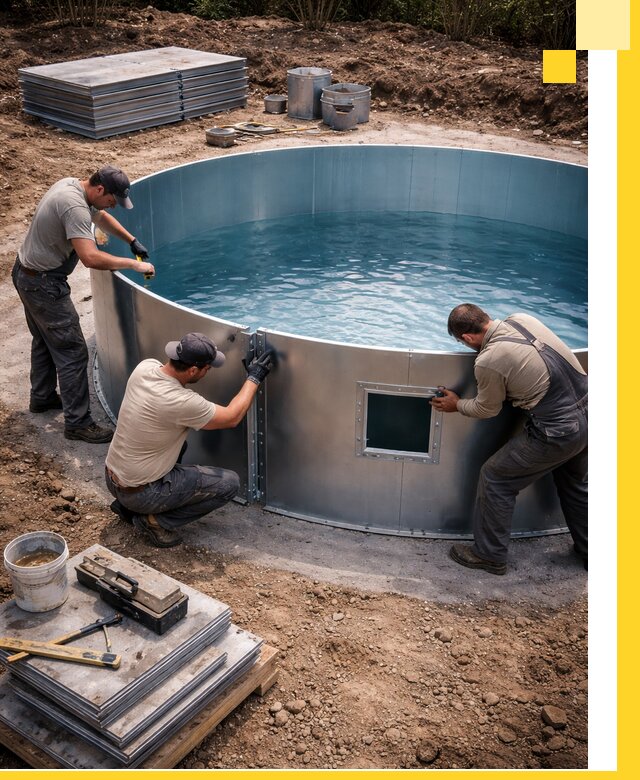 Круглые бассейны под ключ в Шелехове проектирование и монтаж