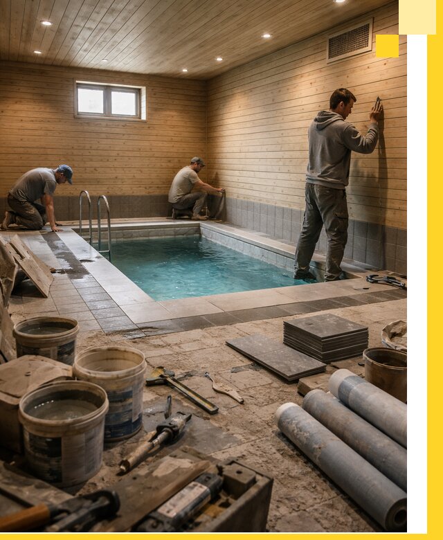 Строительство бани с бассейном и сауной под ключ в Шелехове