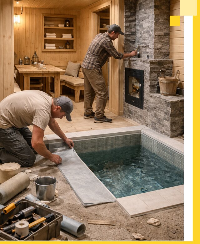 Строительство бань с комнатой отдыха под ключ в Шелехове