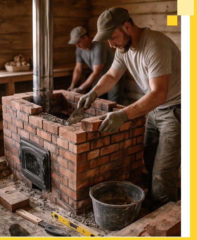 Кирпичные печи для бани под ключ в Шелехове, проект и монтаж