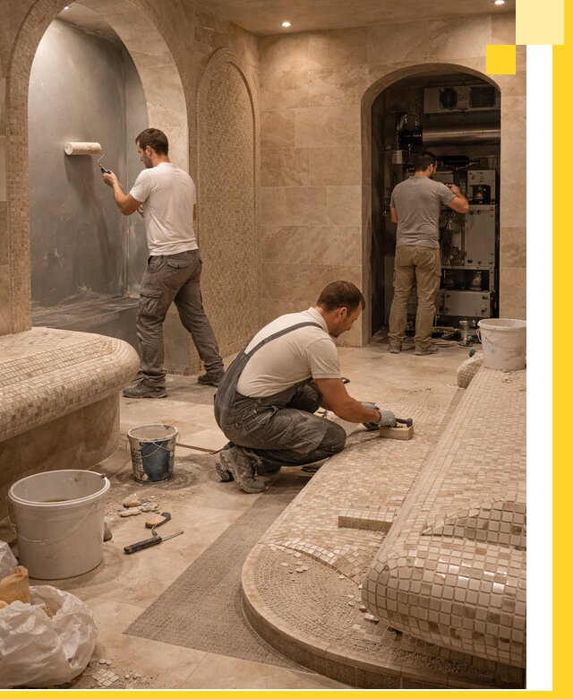 Строительство бани с хамамом и бассейном под ключ в Шелехове