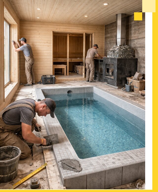 Проект бани с бассейном и сауной в Шелехове под ключ