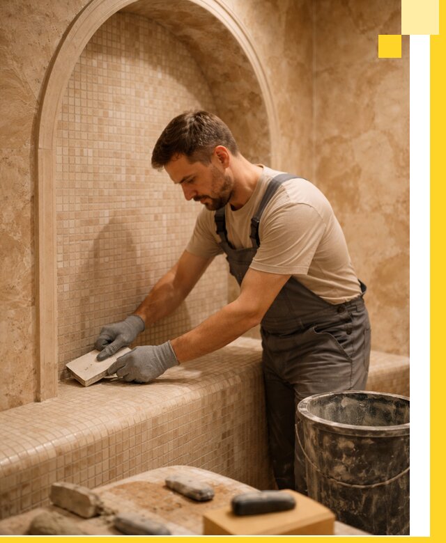 Профессиональная отделка хамамов с мозаикой под ключ в Шелехове