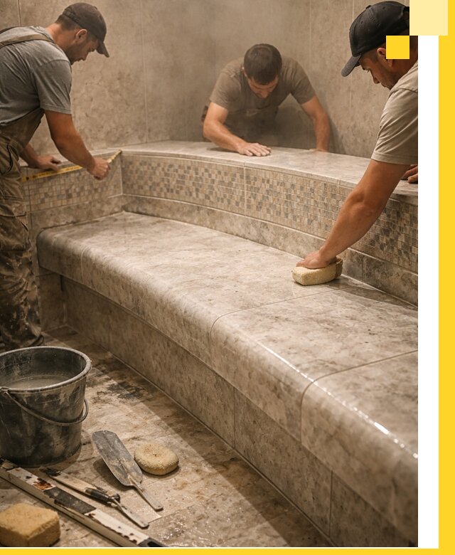 Изготовление и установка сидений для хамама в Шелехове