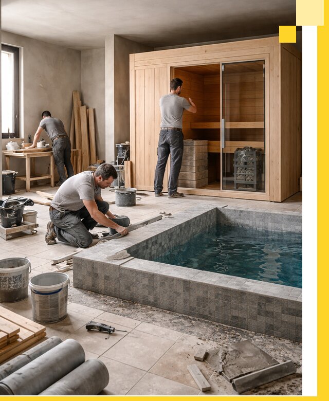 SPA зоны под ключ с бассейном сауной и печью в Шелехове